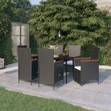 vidaXL 7-dijelni vrtni blagovaonski set s jastucima crni | shoptok.hr