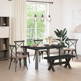  Klupa za blagovanje NOAIN 120 x 41 x 45 cm Masivna borovina - X oblik 120 cm Crna Cijene