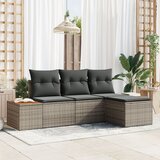 vidaXL 4-delni vrtni kavč set z blazinami siva poli ratan | Shoptok.si