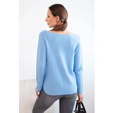 Kesi Włoski Women's sweater with viscose and V-neck blue | shoptok.hr
