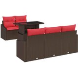 vidaXL Vrtna sedežna garnitura 6 pcs Rjava in rdeča poli ratan, (5000133921) | Shoptok.si