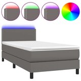 Box spring postelja z vzmetnico LED siva 80x200 cm umetno usnje, (20937670) | Shoptok.si