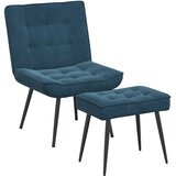 Stolica za opuštanje sa osloncem za noge plava baršunasta | shoptok.hr
