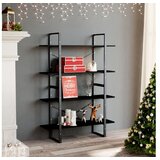  za knjige s 4 razine crni 100 x 30 x 140 cm od borovine | shoptok.hr