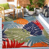 Lesnina XXXL PREPROGA ZA ZUNANJO UPORABO Floral 80/150 cm tkano modra, zelena | Shoptok.si