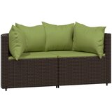 Maison Chic Vrtni kotni kavč - Zunanji kavči z blazinami 2 kosa rjav poli ratan, (22040697) | Shoptok.si