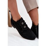 Zazoo Suede Women's Loafers with Decorative Flowers 3080 Black | Shoptok.si