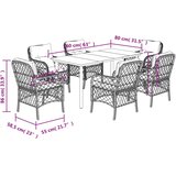  7-dijelni vrtni blagovaonski set od poliratana s jastucima bež Dužina stola 160 cm | shoptok.hr