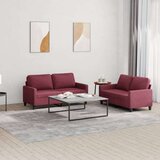  2-dijelni set sofa s jastucima crvena boja vina od tkanine Cijene