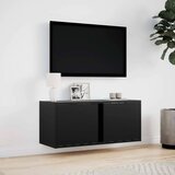  Zidni TV ormarić s LED svjetlima crni 80x31x35 cm | Eponuda.com