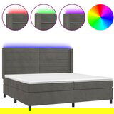 Maison Chic Box spring postelja - Vzmetna postelja z vzmetnico LED temno siva 200x200 cm žamet SL16022, (21902480) | Shoptok.si
