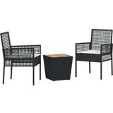  3-dijelni vrtni bistro set s jastučićima crni poli ratan | shoptok.hr