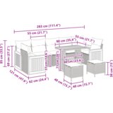 vidaXL 10-delni vrtni sofa set z blazinami črn poli ratan acacia | Shoptok.si