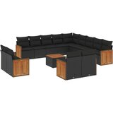  14-dijelni set vrtnih sofa s jastucima poliratan crni | shoptok.hr