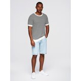 Ombre Men's knitted t-shirt with navy stripes and openwork weave - black and white | shoptok.hr