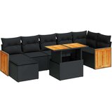 vidaXL Vrtna sedežna garnitura z blazinami 7-delna črn ratan/akacija | Shoptok.si