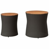  Vrtni bočni stolići s drvenim vrhom 2 kom crni od poliratana | shoptok.hr