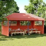 Sklopivi prigodni šator za zabave s 3 bočna zida terakota