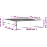  Okvir kreveta boja hrasta 180x200 cm konstruiranog drvo i metal | shoptok.hr