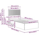 Okvir za krevet s pohranom i uzglavljem Betonska siva - Betonska siva 100 x 200 cm | shoptok.hr