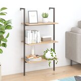 Furnova 3-nadstropni prislonski regal svetlo rjav in črn 64x34x120,5 cm, (21932069) | Shoptok.si