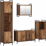  Set ormarića za kupaonicu 4 kom. Staro drvo 40 x 36 x 181 cm | shoptok.hr