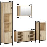  Set ormarića za kupaonicu 4 kom. Hrast sonoma 40 x 36 x 181 cm - Hrast sonoma Ormar ispod sudopera (1 vrata i 2 police) + viseći | shoptok.hr