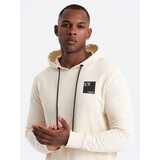 Ombre Men's kangaroo sweatshirt with hood and logo - cream