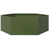  Vrtna sadilica maslinastozelena šesterokutna 138x120x45cm čelik | shoptok.hr