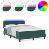  Krevet s podlogom s madracem &amp LED Tamnozeleni 140x200 cm Baršun | shoptok.hr