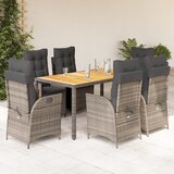 The Living Store Vrtna jedilna garnitura 7-delna z blazinami siv poli ratan - Vrtna Jedilna Garnitura, (21481740) | Shoptok.si