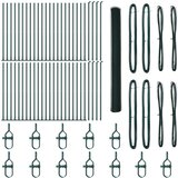 vidaXL Heksagonalna ograja zelena 1.4x100 m jeklo, Ograjne stebre s podnožjem 13 kos Ø32mm 78.5cm galvanizirano jeklo | Shoptok.si