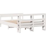 vidaXL Posteljni okvir z vzglavjem bel 140x190 cm trdna borovina, (21304138) | Shoptok.si