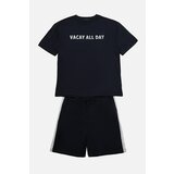 Trendyol Navy Blue Men's Regular Fit Printed Pajamas Set Cene