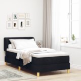 vidaXL Postelja s vzmetnico Črna 100x200 cm Tkanina | Shoptok.si