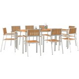 Vanjski set za objedovanje 9 pcs Smeđa Čvrsto teak drvo | shoptok.hr