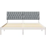 vidaXL Posteljni okvir z oblazinjenim vzglavjem Bela 180 x 200 cm | Shoptok.si