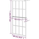 Pregrada za tuš s policom crna 90x195 cm staklo ESG i aluminij | shoptok.hr