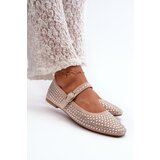 Boto Eco Suede Ballerinas Embellished with Jet Beige Tinara | Shoptok.si