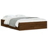 vidaXL Posteljni okvir s predali rjavi hrast 120x200 cm inž. les, (20952764) | Shoptok.si