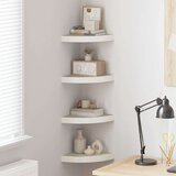  Kutne zidne police 4 kom boja hrasta i bijele 25x25x3,8 cm MDF | Eponuda.com