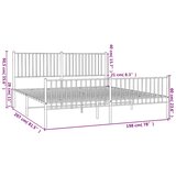  Metalni okvir kreveta uzglavlje i podnožje bijeli 193x203 cm | shoptok.hr