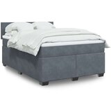 vidaXL Box spring postelja z vzmetnico temno siva 140x200 cm žamet | Shoptok.si