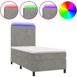 The Living Store Box spring postelja z vzmetnico LED svetlo siva 80x200 cm žamet - Box Spring Postelja, (21491132) | Shoptok.si