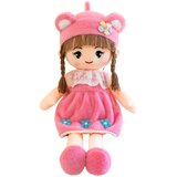 Plišana krpena lutka u roza haljini sa pletenicama 45cm | shoptok.hr