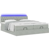 vidaXL Otomanski posteljni okvir z vzmetnicami siv 160x200 cm žamet | Shoptok.si