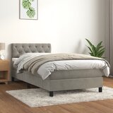 The Living Store Box spring postelja z vzmetnico svetlo siva 80x200 cm žamet - Box Spring Postelja, (21491694) Cene