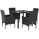  5-dijelni vrtni blagovaonski set s jastucima poliratan i staklo Crna 90 x 90 x 75 cm | shoptok.hr