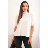 Kesi Włoski Women's short-sleeve loose-fit sweater beige | Shoptok.si