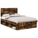  Okvir za krevet s uzglavljem Dimljeni hrast 120 x 190 cm | shoptok.hr